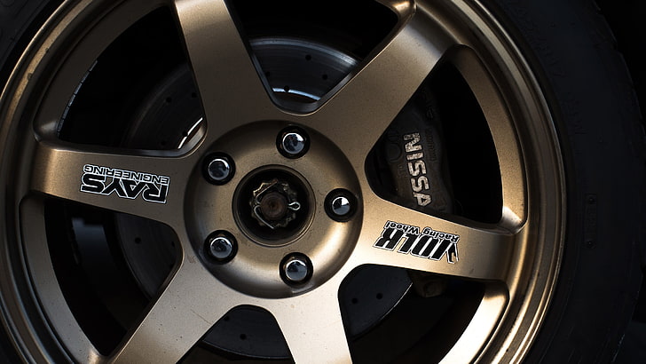 gray Rays 6-spoke wheel, Nissan, VOLK RACING, RAYS Engineering, TE37, HD wallpaper