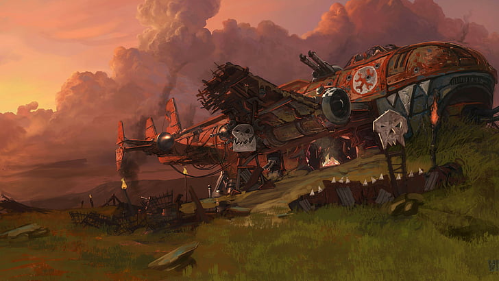 رسم توضيحي لسفينة غارقة حمراء ، Warhammer 40000 Regicide ، مراجعة ، أفضل الألعاب الإستراتيجية لعام 2015 ، Warhammer 40K ، WH40K ، لقطة شاشة، خلفية HD