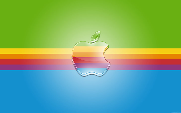 çok renkli elma logosu, şerit, elma, gökkuşağı, logo, HD masaüstü duvar kağıdı