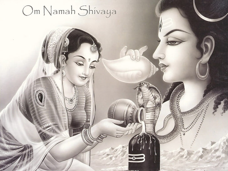 Shiva Lingam Puja, ilustrasi Om Namah Shivaya, Dewa, Dewa Siwa, Siwa, tuan, Wallpaper HD