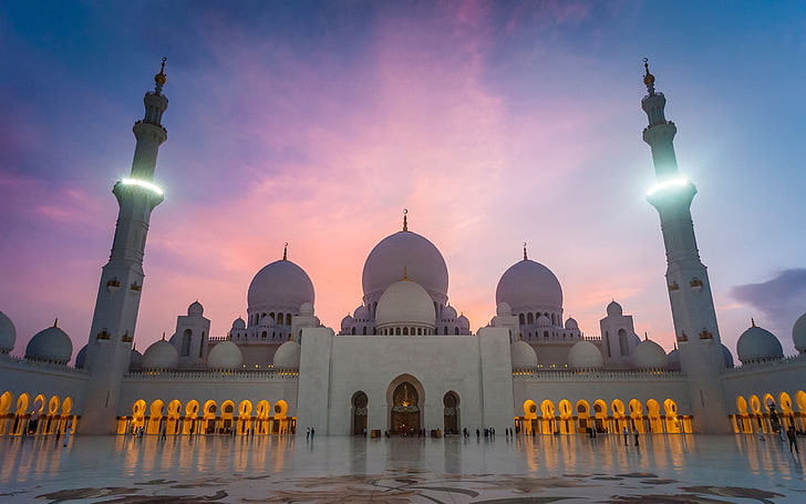 Голяма джамия джамия Шейх Зайед, бяла джамия, религиозна,, мюсюлманска, джамия, Абу Даби, HD тапет