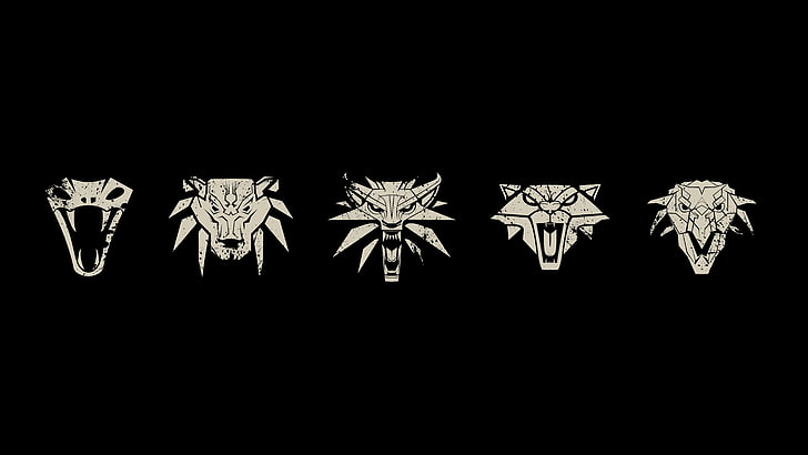 cinco imágenes prediseñadas de cabezas de animales, juegos de PC, The Witcher 3: Wild Hunt, The Witcher, Fondo de pantalla HD