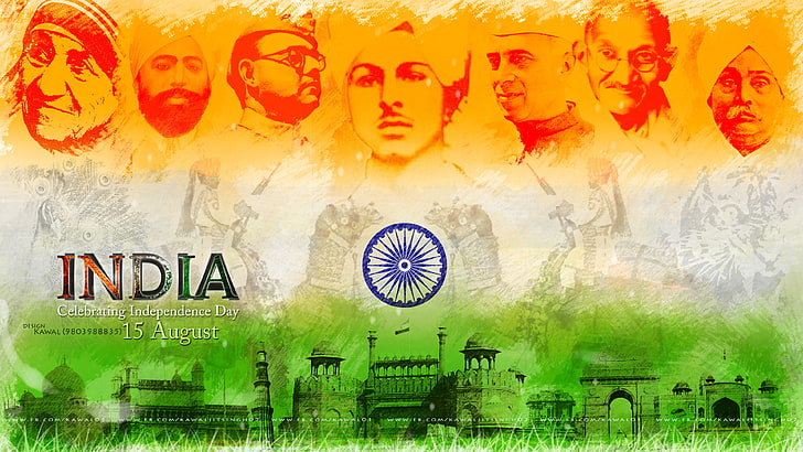 人と建物インド国旗イラスト、壁紙、インド、カワル、ダウンロード、8月15日、独立記念日、 HDデスクトップの壁紙