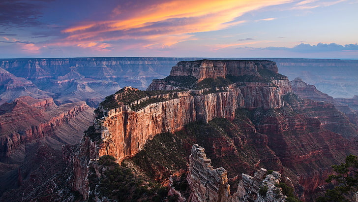himmel, kanjon, nationalpark, sten, badlands, berg, bildning, morgon, klippa, moln, geologi, ås, Grand Canyon nationalpark, arizona, USA, HD tapet