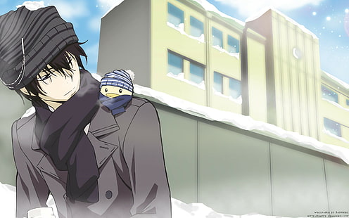 Anime, Hibari Kyoya, Katekyo Hitman Reborn !, Vögel, Schnee, HD-Hintergrundbild HD wallpaper