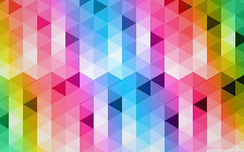 Multicolor geometric shapes, blue orange and pink multicolor decor, abstract, geometric, color, HD wallpaper HD wallpaper