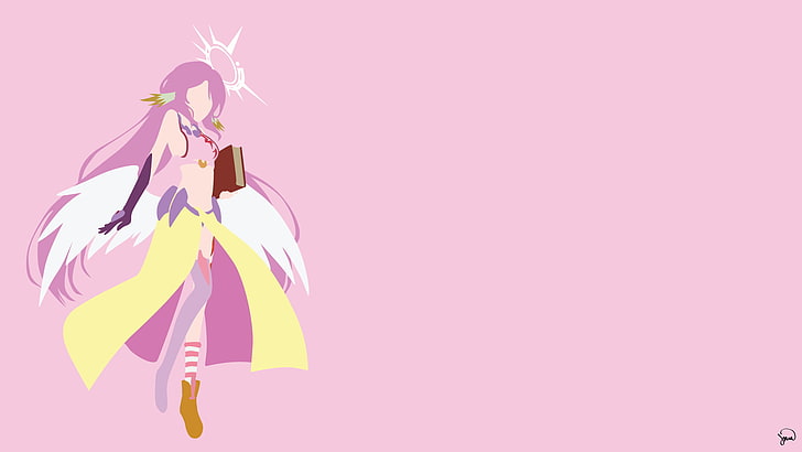 female angel cartoon character illustration, Jibril, No Game No Life, anime vectors, HD wallpaper
