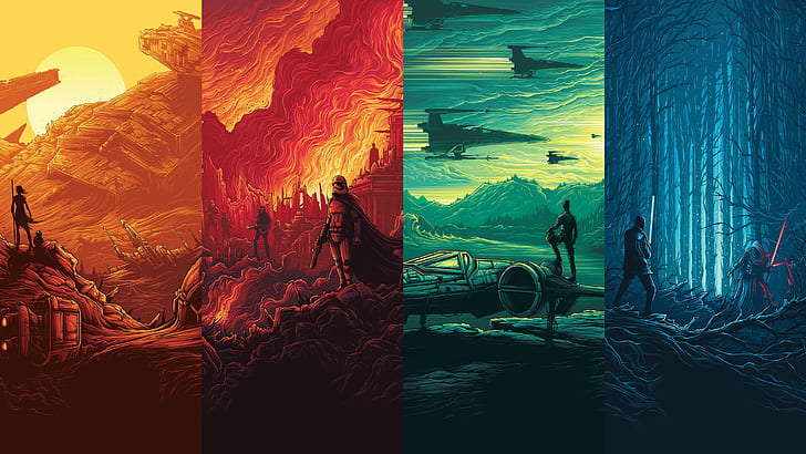 Rebel Alliance, collage, artwork, Kylo Ren, R2-D2, science fiction, X-wing, Star Wars, HD wallpaper