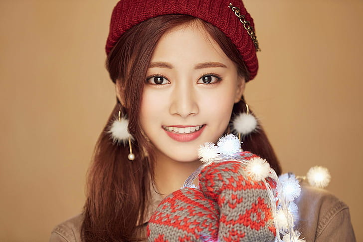 K-pop, Twice, women, Asian, singer, Christmas, warm colors, twice tzuyu, HD wallpaper