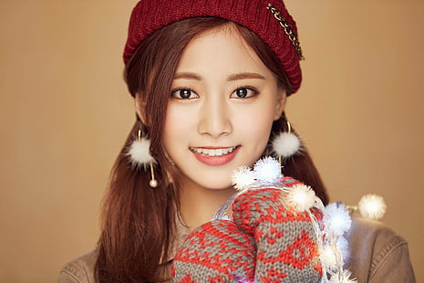 K-pop, Twice, women, Asian, singer, Christmas, warm colors, twice tzuyu, HD 배경 화면 HD wallpaper