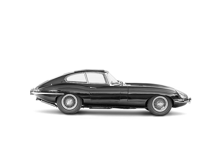 araba, Jaguar E-Type, beyaz arka plan, ikinci el araç, siyah arabalar, HD masaüstü duvar kağıdı