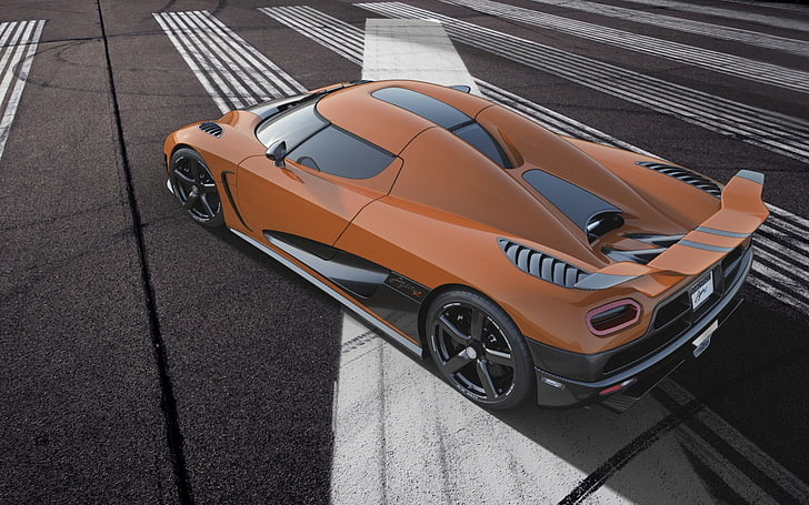 orange, markup, Koenigsegg, supercar, spoiler, rear view, wing, hypercar, Agera R, HD wallpaper