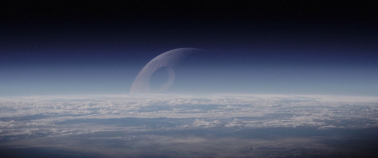 nuvole bianche, Star Wars, Rogue One: A Star Wars Story, Death Star, spazio, Sfondo HD HD wallpaper