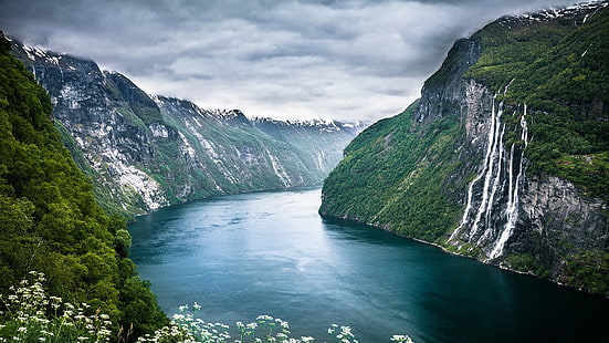 風景自然ノルウェー川フィヨルドガイランゲルストランドガイランゲルフィヨルド自然川HDアート、自然、川、風景、フィヨルド、ノルウェー、ガイランゲル、 HDデスクトップの壁紙 HD wallpaper