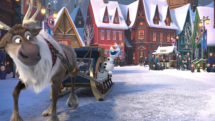 Movie, Olaf's Frozen Adventure, Olaf (Frozen), Sven (Frozen), HD wallpaper