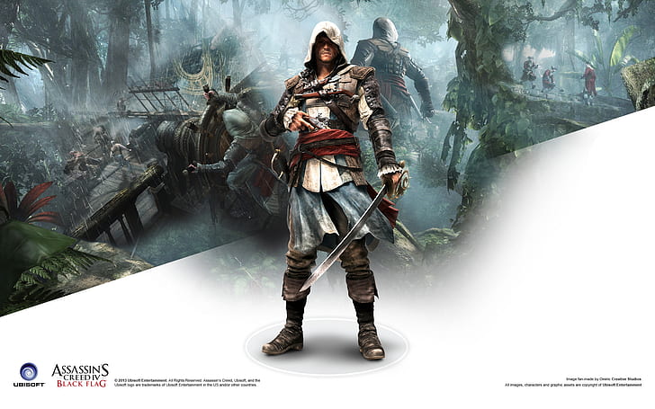 Assassins Creed IV Игра с черно знаме, черно, игра, убийци, кредо, флаг, HD тапет