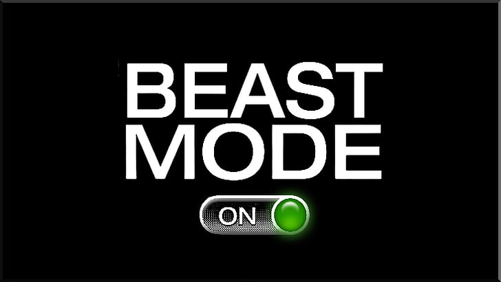 beast mode on text overlay with black background, black, simple background, typography, minimalism, HD wallpaper
