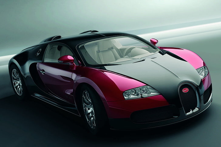 Bugatti Veyron, coupé Bugatti Chiron rosa e nero, automobili, Bugatti, Sfondo HD
