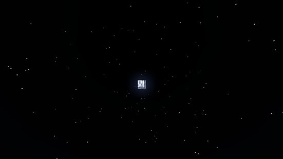 черно-серый ноутбук HP, Minecraft, луна, звезды, HD обои HD wallpaper