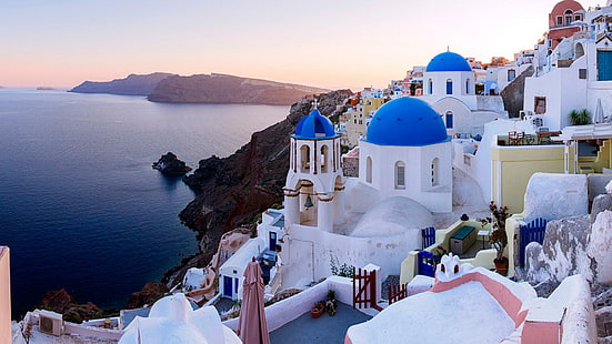 Kota Oia, Pulau Santorini, Yunani, kota oia, pulau santorini, Yunani, Wallpaper HD HD wallpaper