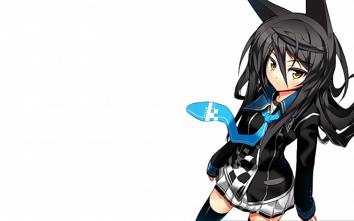 schwarze haare weibliche anime charakter illustration, mädchen, jung, brünett, ohren, krawatte, HD-Hintergrundbild