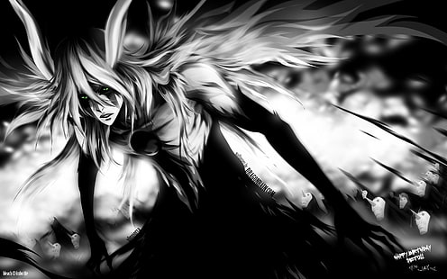 Anime, Ulquiorra, Gillian, Black and white, Background, HD wallpaper HD wallpaper