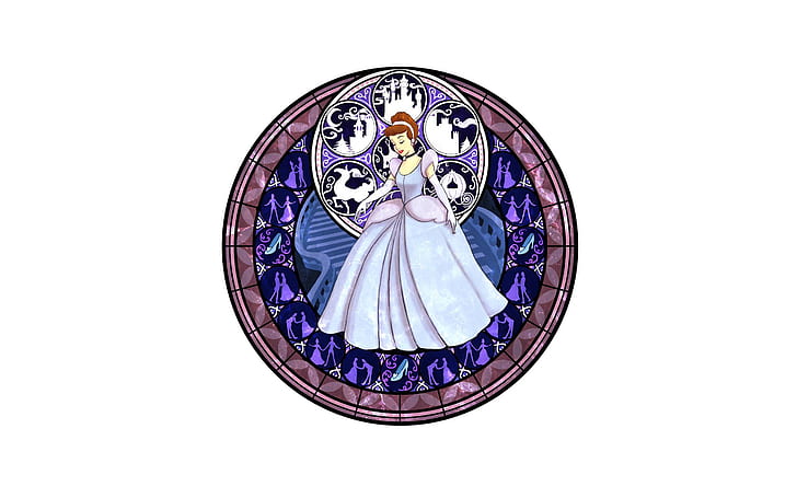 Cinderella White Disney Kingdom Hearts HD, płyta dekoracyjna z nadrukiem Kopciuszka, gry wideo, biały, disney, serca, królestwo, kopciuszek, Tapety HD