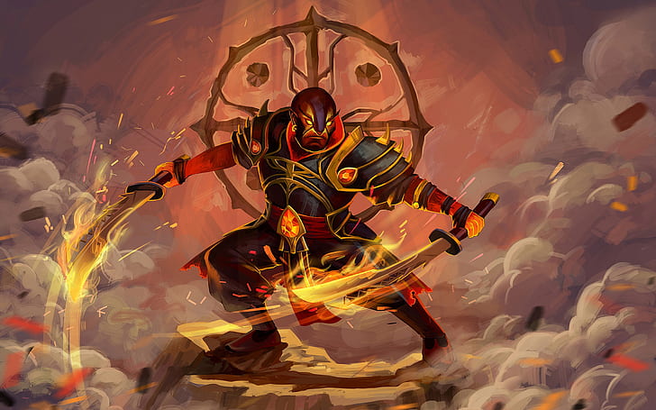 Dota 2 Hero Ember Spirit Warrior Weapon Falchion Swords Armor Art Wallpapers Hd 2560×1600, HD wallpaper