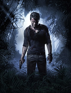 мужская черная рубашка Henley, Uncharted 4: A Thief's End, видеоигры, HD обои HD wallpaper