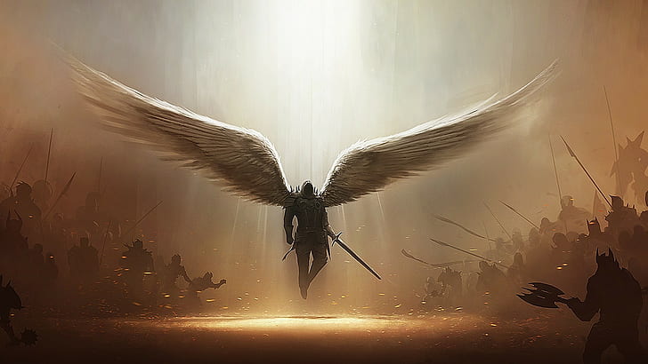 archangel, Diablo, fantasy Art, tyrael, HD wallpaper