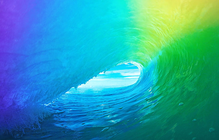 wallpaper gelombang laut warna-warni, iPad, iPhone, warna-warni, air, hijau, Wallpaper HD