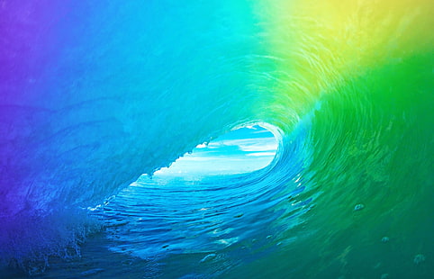 разноцветные океанские волны обои, iPad, iPhone, разноцветные, вода, зеленые, HD обои HD wallpaper