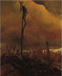 Skelettlos, Zdzisław Beksiński, HD-Hintergrundbild HD wallpaper