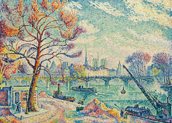 그림, 도시 풍경, Paul Signac, pointillism, Pont Des Arts.파리, HD 배경 화면