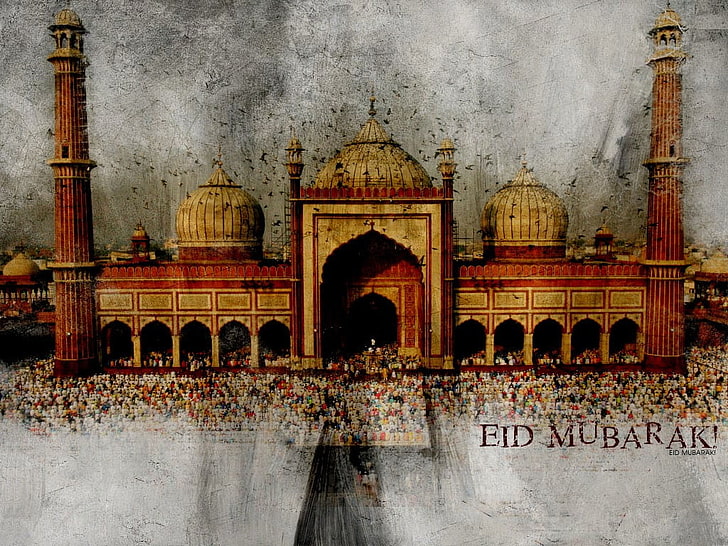 Eid Mubarak, white and brown mosque photo, Festivals / Holidays, Eid, HD wallpaper