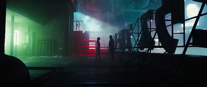 Silhouette von zwei Personen, Bladerunner, Blade Runner 2049, Männer, Frauen, Filme, Ryan Gosling, waifu2x, HD-Hintergrundbild