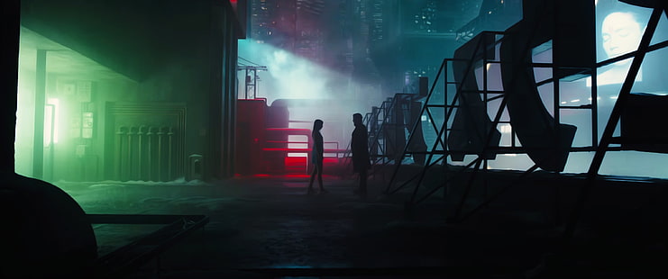 ภาพเงาของสองคน, Bladerunner, Blade Runner 2049, ผู้ชาย, ผู้หญิง, ภาพยนตร์, Ryan Gosling, waifu2x, วอลล์เปเปอร์ HD HD wallpaper