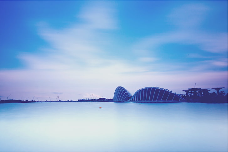 the evening, Bay, Singapore, megapolis, evening, Malaysia, Gardens By the Bay, HD wallpaper