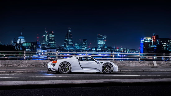 white supercar, Porsche, Porsche 918 Spyder, white cars, HD wallpaper HD wallpaper