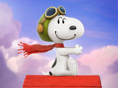 Movie, The Peanuts Movie, Red Baron, Scarf, Snoopy, HD wallpaper HD wallpaper