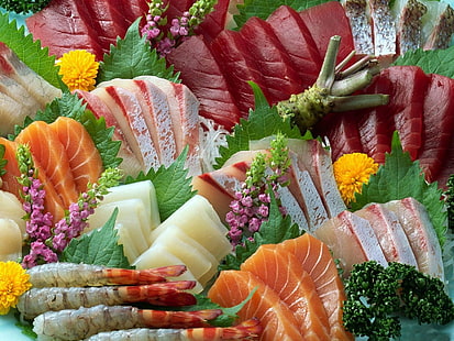 asiático, peixe, comida, japonês, frutos do mar, sushi, HD papel de parede HD wallpaper