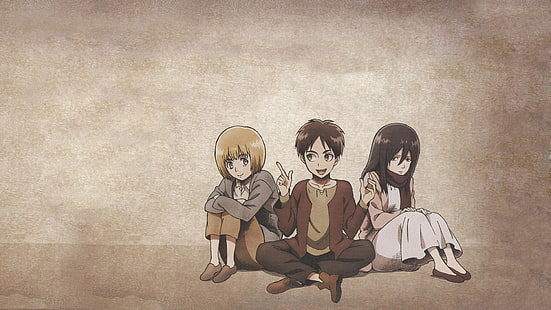 Anime, Angriff auf Titan, Armin Arlert, Eren Yeager, Mikasa Ackerman, HD-Hintergrundbild HD wallpaper