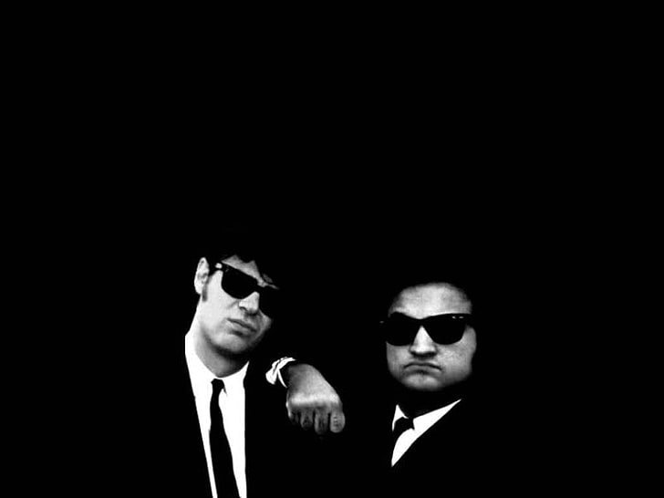 Foto en escala de grises de dos hombres con gafas de sol, película, The Blues Brothers, Fondo de pantalla HD