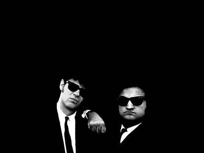 صورة رمادية لرجلين يرتديان نظارات شمسية ، فيلم ، The Blues Brothers، خلفية HD HD wallpaper