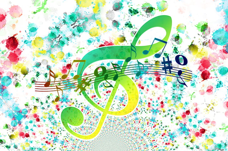 Treble Clef, Notes, Colorful, HD wallpaper
