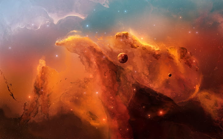 Nebula merah di ruang angkasa, seni visual galaksi coklat dan merah, Merah, Nebula, Luar Angkasa, Wallpaper HD
