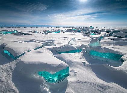 neve, Lago Baikal, HD, ghiaccio, Sfondo HD HD wallpaper