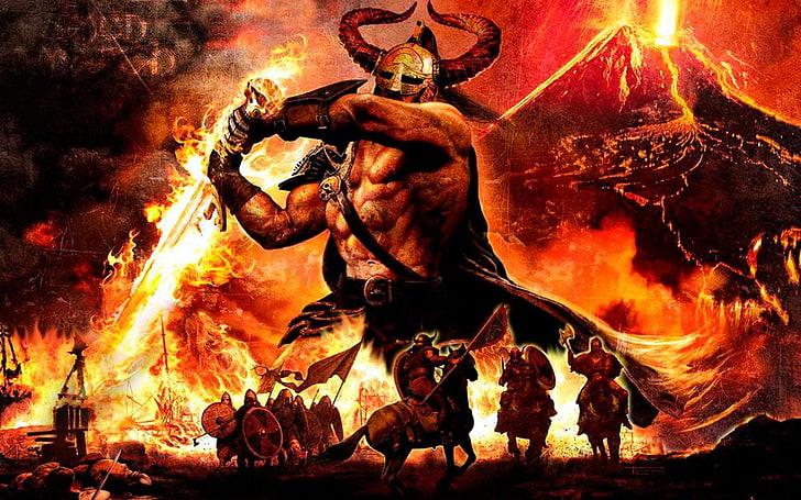 Amon Amarth, melodisk death metal, vikingar, strid, krigare, Fantasy Battle, digital konst, fantasy art, death metal, medeltida, rockband, musik, cover art, albumomslag, HD tapet