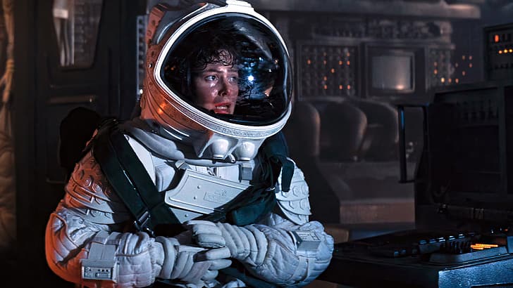 Alien (film), Ellen Ripley, Sigourney Weaver, skådespelerska, filmer, filmstills, rymddräkt, rymd, kvinnor, HD tapet