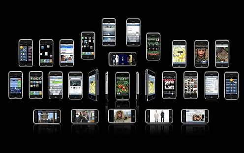 Ассорти из продуктов iPhone, технологии, iPhone, Apple Inc., коллаж, HD обои HD wallpaper